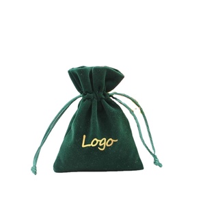 Custom Logo Recyclable Christmas Velvet Drawstring Pouches Screen Printing OEM Promotional <b>Gifts</b> Green <b>Small</b> <b>Bags</b> Jewelry - Product Image 1