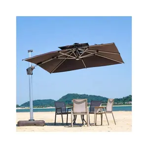 Outdoor Led Patio Cantilever Paraplu Tuin Restaurant Zon Zonne-Parasol Met Verlichting Voor Tuin Achtertuin