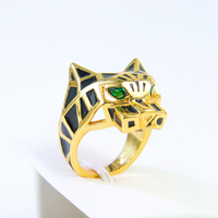 Ayong bijoux classique 22k plaqué or Non ternir anneau dubaï luxe Zircon tête de léopard bijoux anneaux pour dame