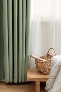 Suministro de fábrica, estilo moderno, poliéster, lino, Color verde, cortinas opacas altas, tela para sala de estar, Hotel, dormitorio, ventanas - Product Image 5