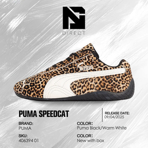 Zapatillas Puma Wmns Speedcat Leopard 'Black Warm White' para caminar, con punta redonda, con cordones, transpirables, para todas las estaciones - Product Image 6