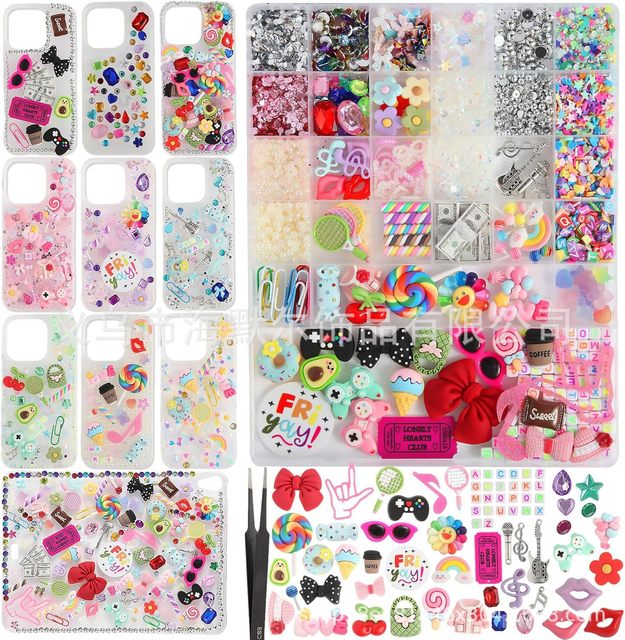 2380 Mobile Phone Case Pendant Set DIY Including Nail Art Accessories Cute Bow Star Candy