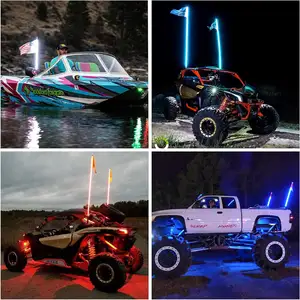 Lampu tiang bendera mobil LED 0.83 inci 4ft, lampu tiang bendera LED kendaraan offroad ATV UTV RGB, lampu dekorasi atmosfer