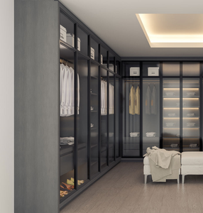 人気の高級グレーベッドルーム家具ガラスドアウォークインクローゼット - Product Image 2