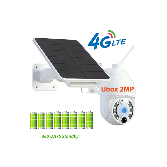 UBOX 8W WiFi Outdoor Security Camera System with Auto Tracking 2MP 4MP 4K 1080P Solar Panels Camhi App Sim Card 4G Connectivity