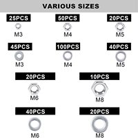 Kit d'assortiment de vis de Machine 500 pièces avec écrous hexagonaux et rondelles plates