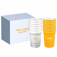 Gobelets en aluminium jetables de 16 oz (500 ml) avec couvercles, tasses isothermes pour boissons froides, pour fêtes, bière, café, bars, événements, Noël