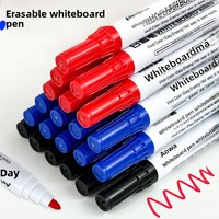 Marqueur effaçable pour tableau blanc, rouge, noir, bleu, tête large, effacement facile, en boîte, 13,5 cm, modèle 089, vente en gros