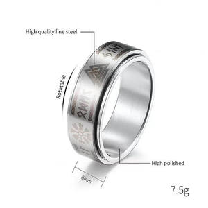 Anillo <span class=keywords><strong>de</strong></span> Pareja <span class=keywords><strong>de</strong></span> Acero <span class=keywords><strong>de</strong></span> Titanio Giratorio con Texto Vikingo Nórdico <span class=keywords><strong>2022</strong></span>, Runa, Meditación, Descompresión, Anillo <span class=keywords><strong>de</strong></span> Acero Inoxidable para Hombre - Product Image 6