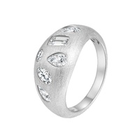 Bague en argent sterling S925 irrégulière avec moissanite brossée, style européen-américain haut de gamme, luxe léger, transfrontalier