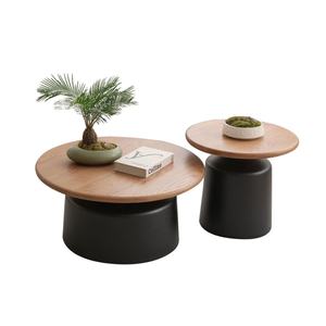 Table basse moderne et durable Zxm, salon, luxe, bois massif, table d'appoint ronde en métal - Product Image 4