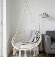 Fauteuil hamac en macramé moderne et portable en tissu doux avec petit coussin de dossier, capacité 120 kg, mobilier d'extérieur