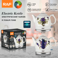 Bouilloire en céramique à interface de couplage rotatif à 360 degrés RAF Tetera avec matériau de revêtement en acier inoxydable 1.2L appareil ménager
