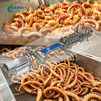 Chaîne de production de friture de calamars et crevettes papillon certifiée CE Shepody – Machine de friture continue haute productivité