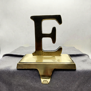 Gold Metal <b>Christmas</b> Stocking Holder Letter E Shaped Fireplace Mantel <b>Hook</b> Decorative Holiday Stocking Hanger for <b>Christmas</b> Home - Product Image 1