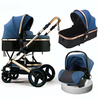 Poussette multifonctionnelle portable légère et pliable 3 en 1 avec siège auto