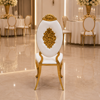 Chaise de banquet de luxe en acier inoxydable doré, dossier ovale sculpté, pour mariage, salle à manger, événements, location, hôtel