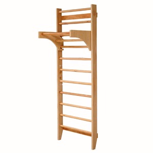 Equipo de <span class=keywords><strong>Gimnasio</strong></span> en Casa: <span class=keywords><strong>Escalera</strong></span> Sueca de Madera con Estante Colgante, Barra de Dominadas, Marco de Escalada Ajustable Montado en la Pared - Product Image 2