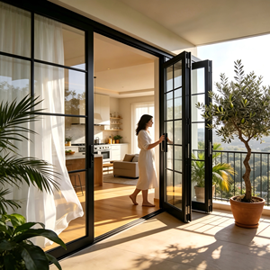 China Manufacturer Custom French Style Aluminum Entry Door | Double Glazed Low-E Glass Exterior <b>Swing</b> Door - Product Image 4