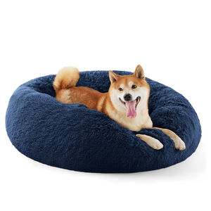 Op Maat Gemaakte Donut Hondenbed Anti-Angst Pluche Machine Wasbaar Donkerblauw Hondenknuffelbed - Product Image 1