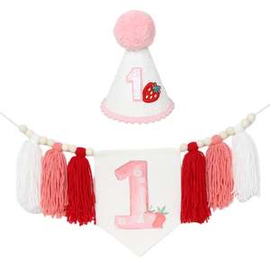 Bannière professionnelle de <span class=keywords><strong>chaise</strong></span> haute arc-en-ciel bannière d'anniversaire avec chapeau avec grand <span class=keywords><strong>prix</strong></span> fond de mur d'anniversaire de fraise - Product Image 4