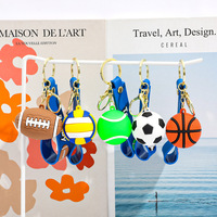 Classic Alloy Acrylic+PVC Electronic Key Finder Lightweight Mini Ball Keychain Basketball Football Rugby Charm for Backpacks
