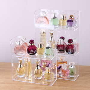 JAYI Clear Acrylic Large Capacity Perfume Display Rack Desktop Cosmetic Storage Box Makeup Organizer