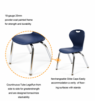 Chaise d'école moderne pliable en plastique avec pieds chromés pour salle de classe, gymnase, hôpital, maison, bureau, appartement - Vente en gros