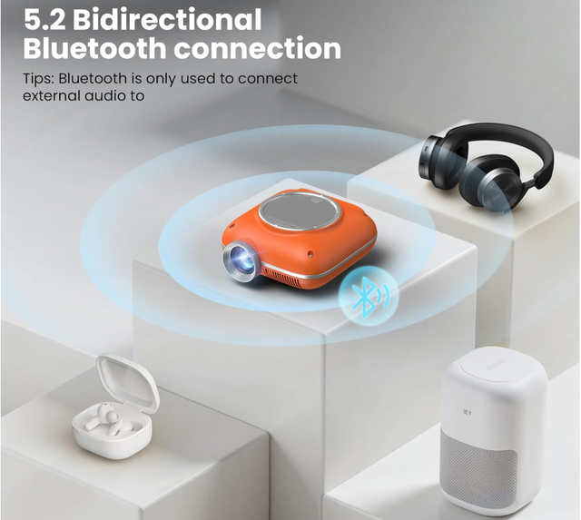 Mini Portable LCD Home Theater Projector with Android 13 100 Lumens 720P HD 4K Support Stereo Speakers