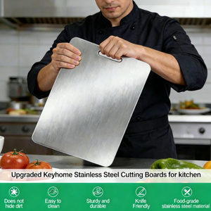 Tagliere Multifunzione in Acciaio Inossidabile Spessore Rinforzato Titanio 1-1.5mm, Antibatterico Anti-Muffa, per Carne e Cucina - Product Image 4