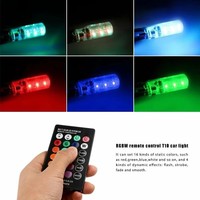 1 Juego de Bombillas LED RGB T10 de Colores con Flash, 2 Unidades, 12SMD 5050 CANbus para Coche con Control Remoto, Luz de Lectura Intermitente, Luz de Posición