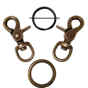 Coleira de bronze antigo 16mm, fechos giratórios de liga de bronze e bronze de 1 polegada para cão