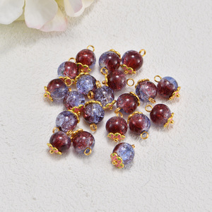 Botones de cristal estilo chino, redondos, imitación jade, con patrón floral, efecto craquelado, de dos tonos, para horquillas y accesorios de cheongsam. - Product Image 4