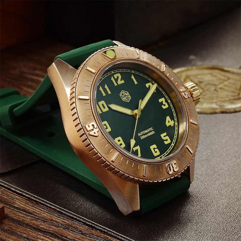 Customized Simple Vintage Bronze Aqua Ghost Diving Watch Automatic  Mechanical Watch Men's Sports Watches