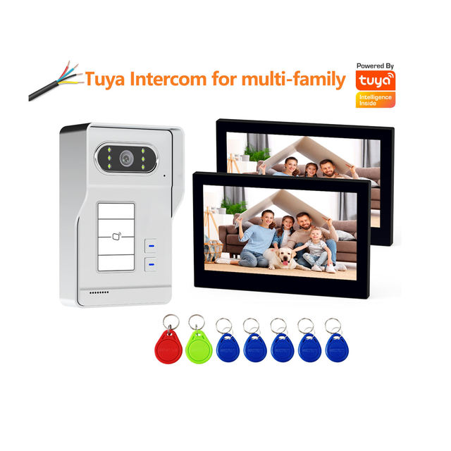 TUYA Smart 432 Apartments Building Video Intercom Set 4-Wire Smart Video Door Phone Interphone System for Apartment Security