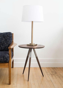 Handmade Wood Living Room Furniture Walnut & Steel Accent <b>Table</b> Handcrafted Mid Century Round End <b>Table</b> Modern - Product Image 4