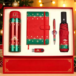 Christmas Promotion Gift Personalized Logo PU Leather Modern Notebook <b>USB</b> <b>Drive</b> Pen Umbrella Thermos Keychain Custom Gift Set - Product Image 4