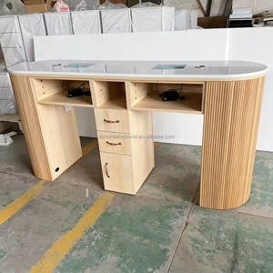 Muebles de Salón de Uñas Personalizados de Fábrica, Mesa de <span class=keywords><strong>Manicura</strong></span> Doble de Madera con Colector de Polvo - Product Image 4