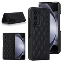Étui de téléphone en cuir PU matelassé de luxe à motif losanges, antichoc, anti-chute, protection intégrale, pliable
