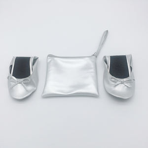 Zapatos de bailarina con estampado plateado, regalos de <span class=keywords><strong>boda</strong></span> <span class=keywords><strong>plegables</strong></span> ligeros, cierre deslizante para Bodas de verano y primavera - Product Image 3