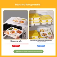 Boîte alimentaire circulaire jetable en PP chauffable avec couvercle verrouillable, 5/6/4 compartiments, boîte à emporter pour restauration rapide, boîte à lunch 4+1 grande capacité