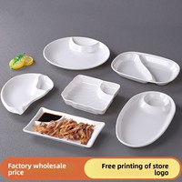 Assiettes en mélamine durables à compartiments pour snacks, vinaigre, raviolis, wontons, frites, repas et crevettes, pour restaurants