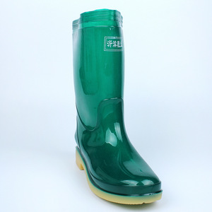 Botas de lluvia para mujer hasta media pantorrilla, color verde sólido, antideslizantes, de tacón bajo, impermeables, para lavado de autos y uso en exteriores - Product Image 3