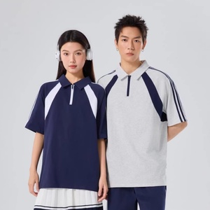Polo à manches raglan pour homme en coton 100% avec logo personnalisé, fermeture éclair 1/4, uniforme de classe, impression numérique, polo unisexe - Product Image 5