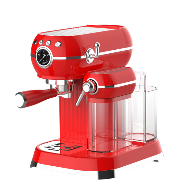 Custom Color 20 Bar Retro Design Espresso Coffee Maker Household Coffee Machine with Automatic Milk Tank & Brew System Function
