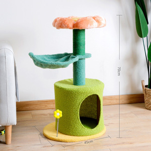Torre <span class=keywords><strong>Tiragraffi</strong></span> per Gatti Ecologica 2022 con Palo in Sisal Naturale, Cuccia Floreale, Materiale in Legno, Plastica e Lana - Product Image 2