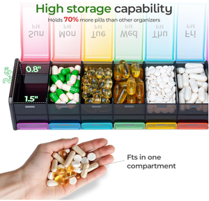 Organizador de Pastillas Semanal Extra Grande, 2 Veces al Día, Pastillero XXL de 7 Días con Compartimentos Grandes AM PM, Estuche para Medicamentos Diario Libre de BPA - Product Image 2