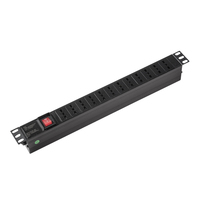 PDU commutée 1U pour marché européen, 8 prises italiennes, en aluminium, pour armoire serveur 19 pouces