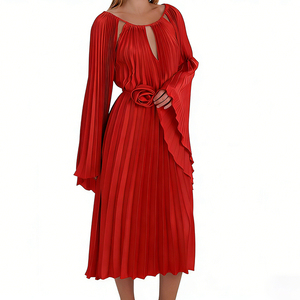Robe <span class=keywords><strong>longue</strong></span> <span class=keywords><strong>plissée</strong></span> en mousseline de haute qualité pour femme, décontractée, de soirée, formelle, musulmane, col rond, longueur midi, imprimée, <span class=keywords><strong>jupe</strong></span> <span class=keywords><strong>longue</strong></span> <span class=keywords><strong>plissée</strong></span>, été - Product Image 3