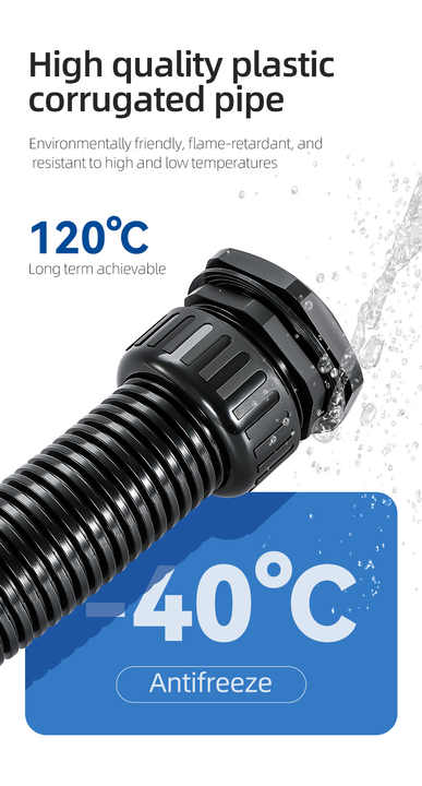 PA66 Nylon Corrugated Plastic Conduit with Fittings Electrical Wire and Cable Harness Protection